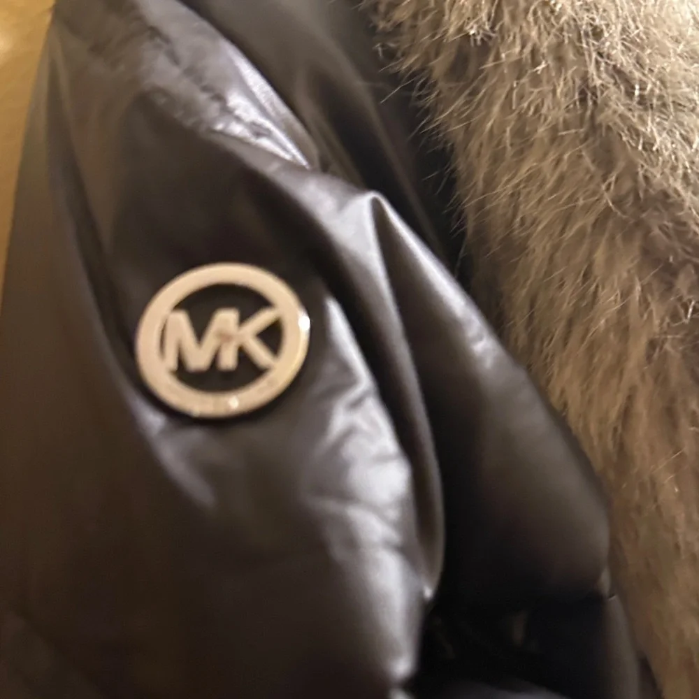 Michael Kors Black Puffer Coat with Faux Fur Trim